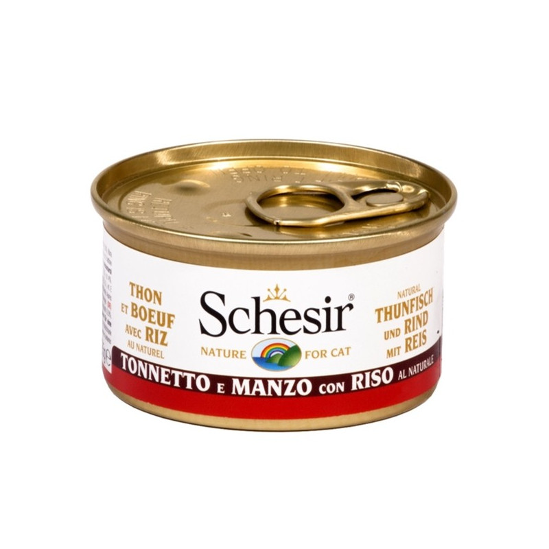Schesir Gatto Tonnetto con Filetti di Manzo e Riso al Naturale 85 gr.