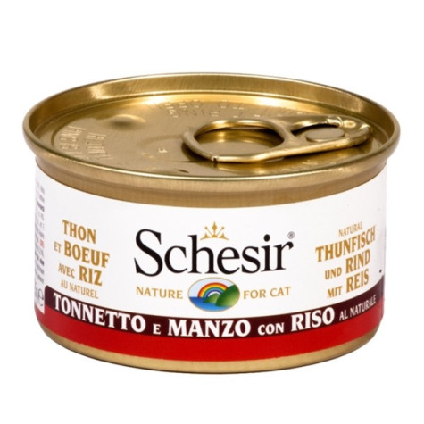 Schesir Chat Tonnetto avec filets de bœuf et riz al Naturel 85 g