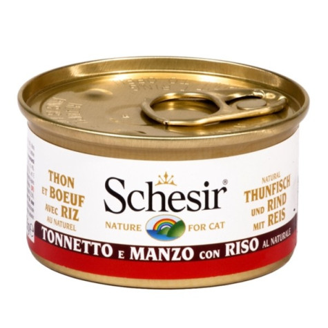 Schesir Gatto Tonnetto con Filetti di Manzo e Riso al Naturale 85 gr. - 