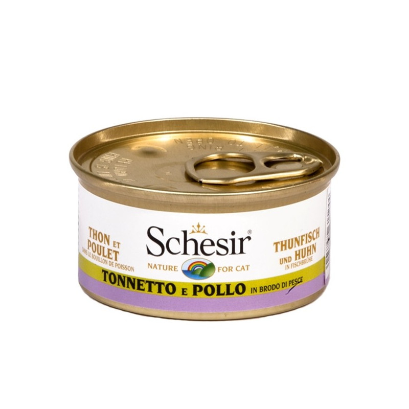 Schesir Chat Tonnetto avec filets de poulet in Brodo 70 g