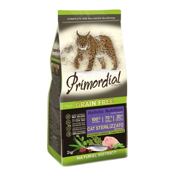 Primordial - adult gatto sterilizzato tacchino e aringa 2 kg - 