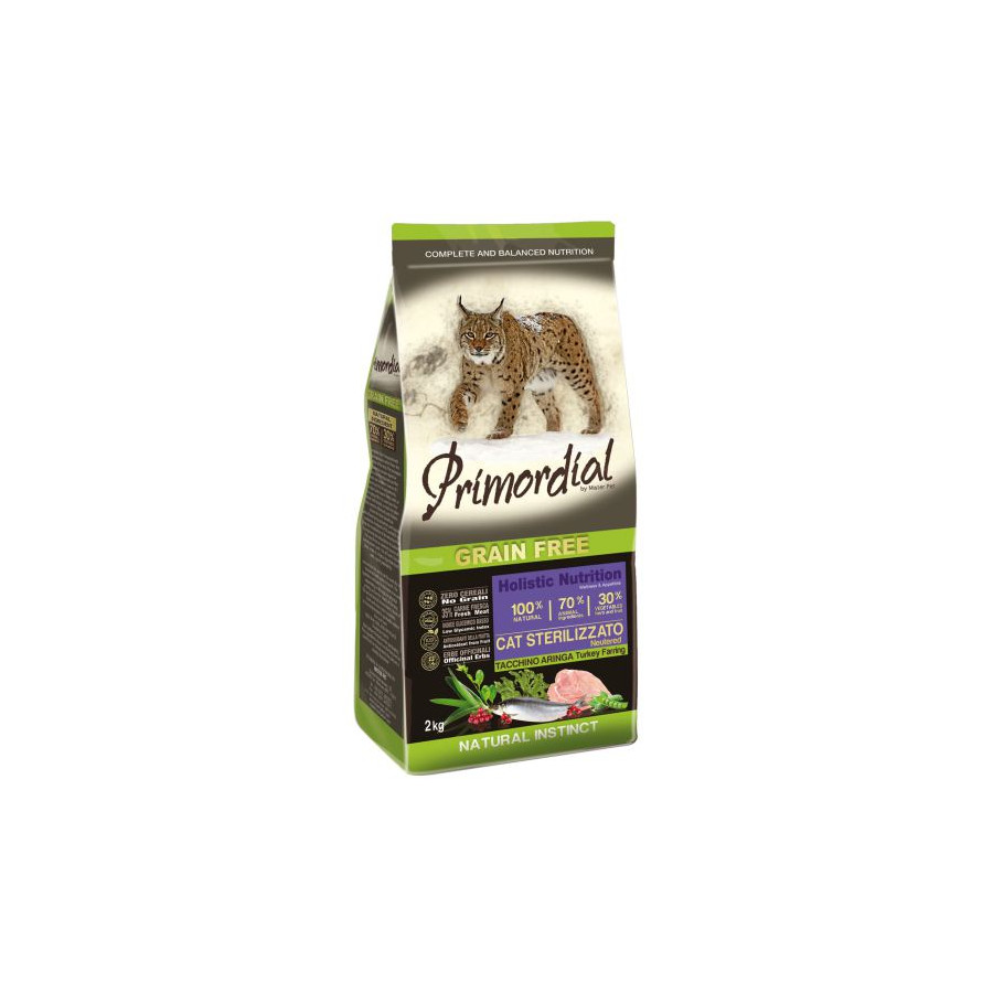 Primordial - adult gatto sterilizzato tacchino e aringa 2 kg