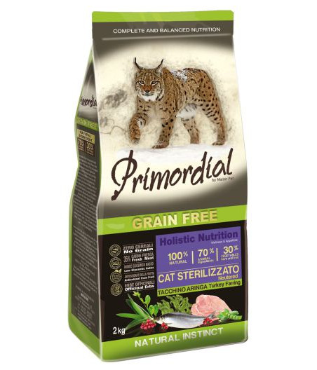 Primordial - adult gatto sterilizzato tacchino e aringa 2 kg