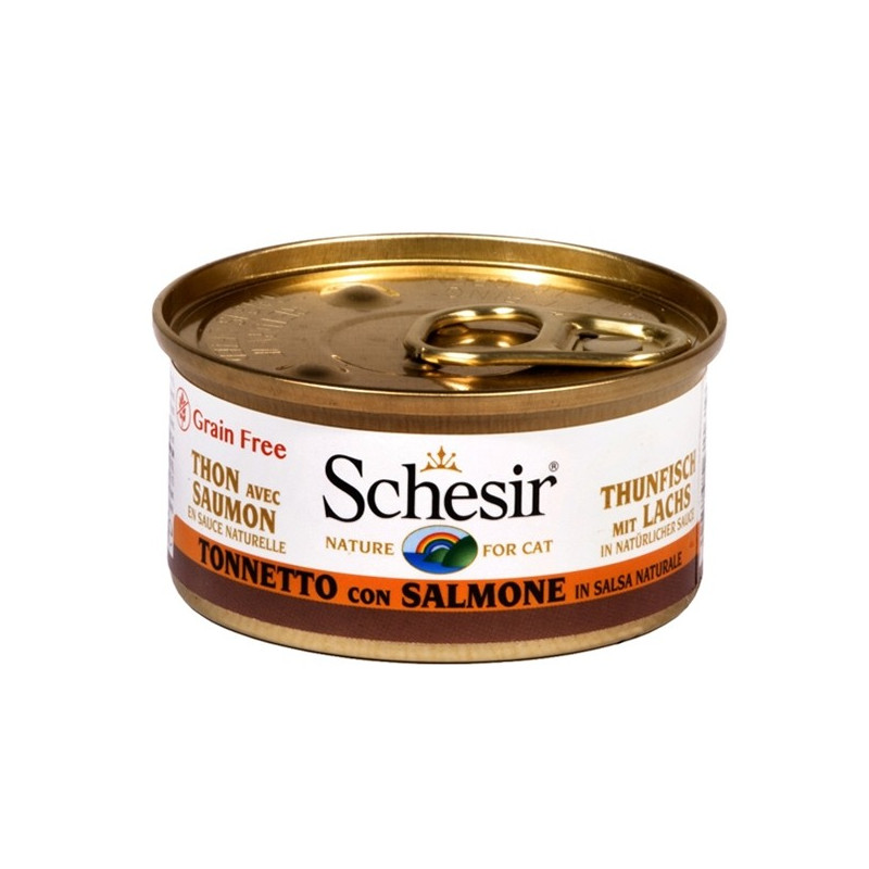 Schesir Cat Thunfisch mit Lachs in natürlicher Sauce 85 gr.
