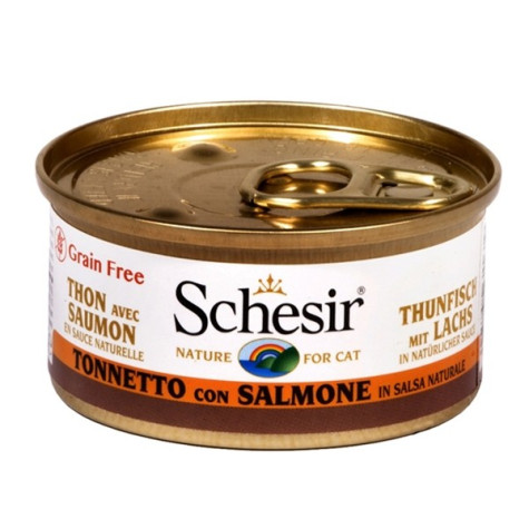 Schesir Cat Thunfisch mit Lachs in natürlicher Sauce 85 gr.