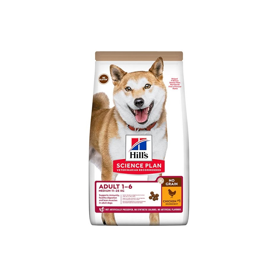 Hill's Pet Nutrition - Science Plan No Grain Adult Medium avec Poulet 12KG Hill's Pet Nutrition - Science Plan No Grain Adult Medium avec Poulet 12KG