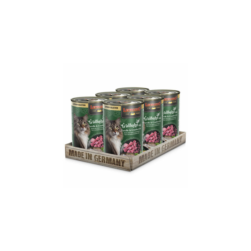 LEONARDO SUPERIOR boîte Dinde Truite et Myrtilles Rossi 6 x 400 g.