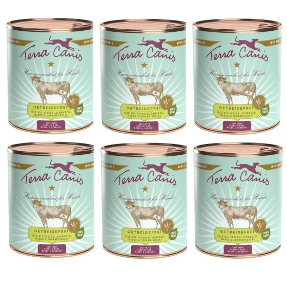 TERRA CANIS Getreidefreies Kalbfleisch mit Petersilienwurzel, Mango und Johannisbeere 6 x 800 gr. -