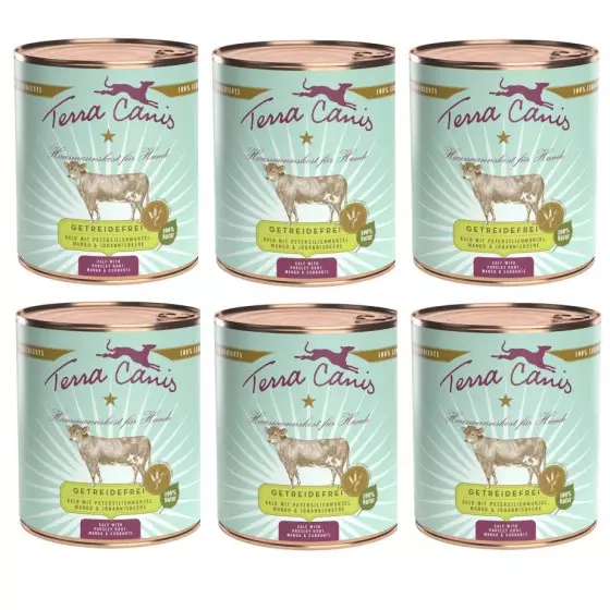 TERRA CANIS Grain Free Vitello con radice di prezzemolo, mango e ribes 6 x 800 gr. - 