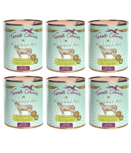 TERRA CANIS Getreidefreies Kalbfleisch mit Petersilienwurzel, Mango und Johannisbeere 6 x 800 gr. -