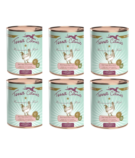 TERRA CANIS Grain Free Poulet avec panais, dente di leone et camomilla 6 x 800 g.