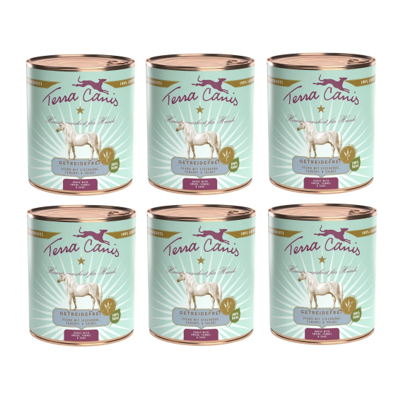 TERRA CANIS Grain Free Horse mit gelber Rübe, Salbei und Fenchel 6 x 800 gr. -