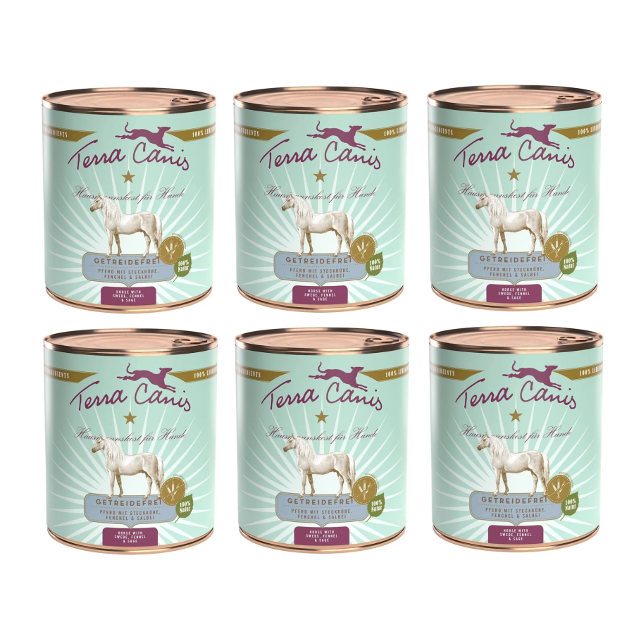 TERRA CANIS Grain Free Cheval avec rapa gialla, salvia et finocchio 6 x 800 g. TERRA CANIS Grain Free Cheval avec rapa gialla, salvia et finocchio 6 x 800 g.