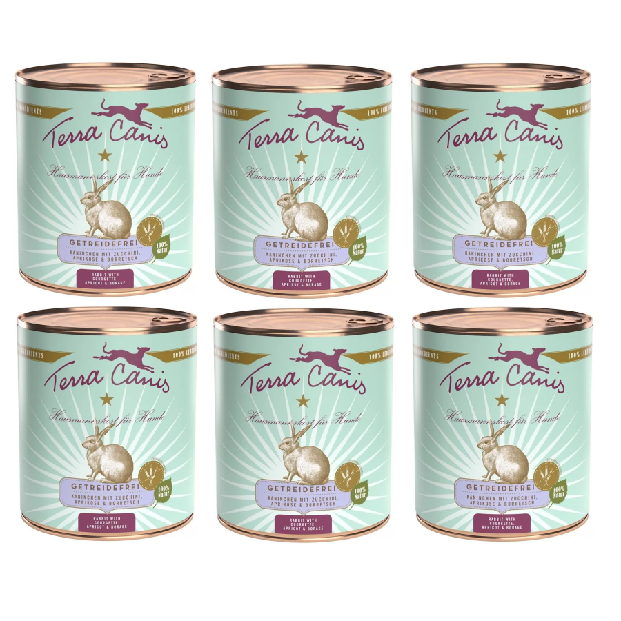 TERRA CANIS Grain Free Lapin avec courgettes, albicocca et borragine 6 x 800 g. TERRA CANIS Grain Free Lapin avec courgettes, albicocca et borragine 6 x 800 g.