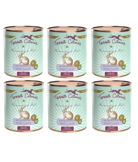 TERRA CANIS Grain Free Lapin avec courgettes, albicocca et borragine 6 x 800 g.
