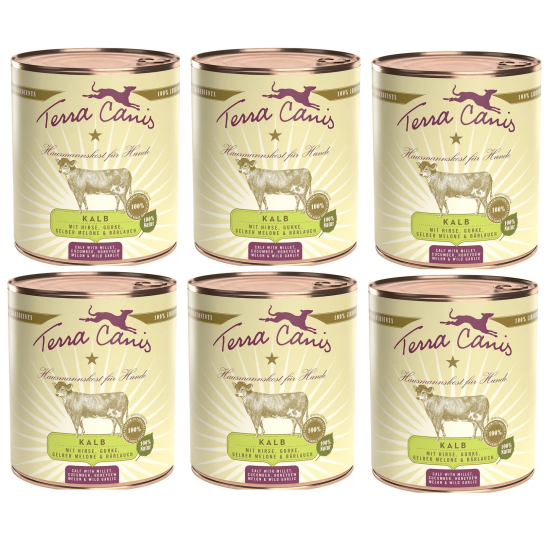 TERRA CANIS Classic Vitello con Miglio, cetriolo, melone giallo e aglio orsino 6 x 800 gr. -