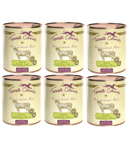 TERRA CANIS Classic Vitello con Miglio, cetriolo, melone giallo e aglio orsino 6 x 800 gr. - 