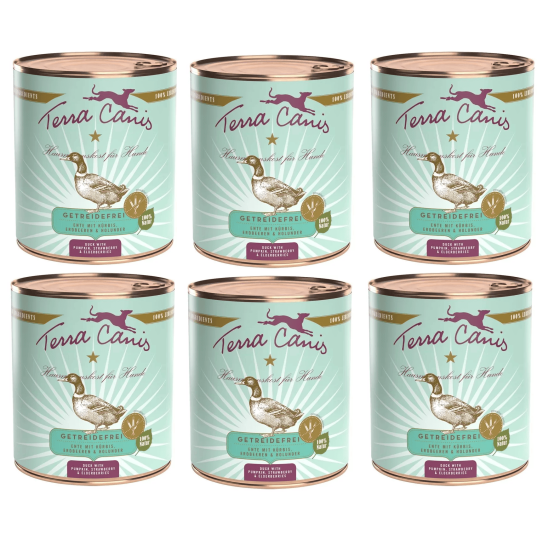 TERRA CANIS Grain Free Anatra con zucca, fragola e sambuco 6 x 800 gr. - 