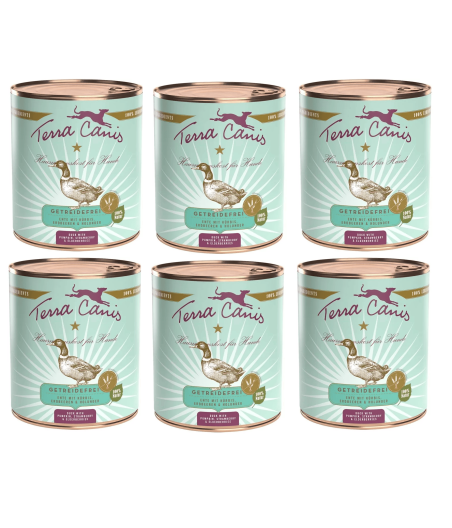 TERRA CANIS Grain Free Canard avec citrouille, fragola et sambuco 6 x 800 g.