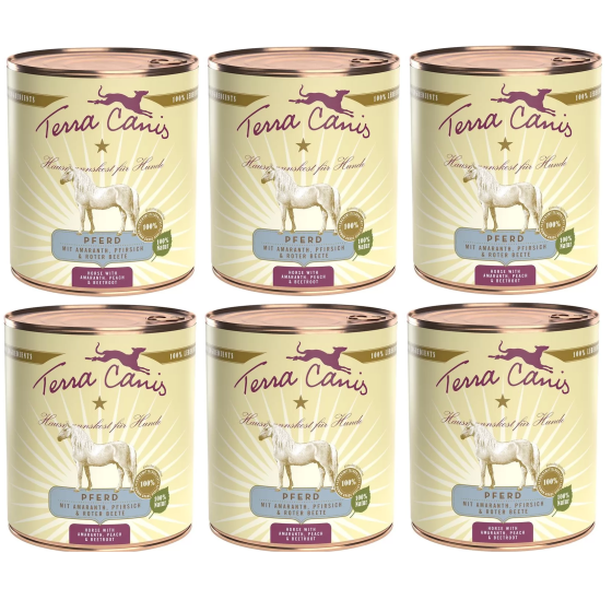 TERRA CANIS Classic Cavallo con amaranto, pesca e barbabietola 6 x 800 gr. - 