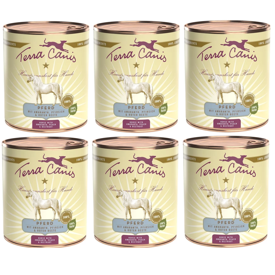 TERRA CANIS Classic Cheval avec amaranto, pesca et barbabietola 6 x 800 g.