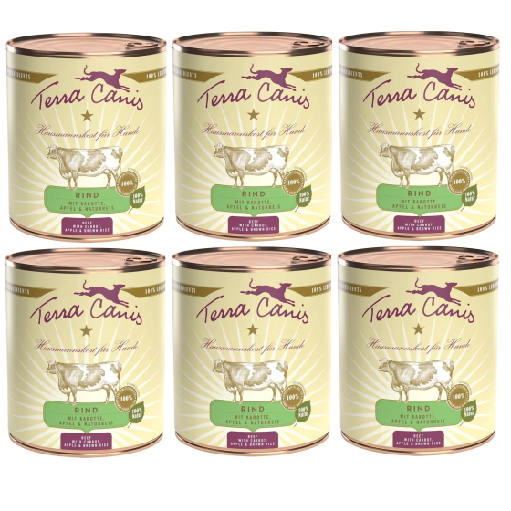 TERRA CANIS Classic Manzo con Carota, mele e riso integrale 6 x 800 gr. -