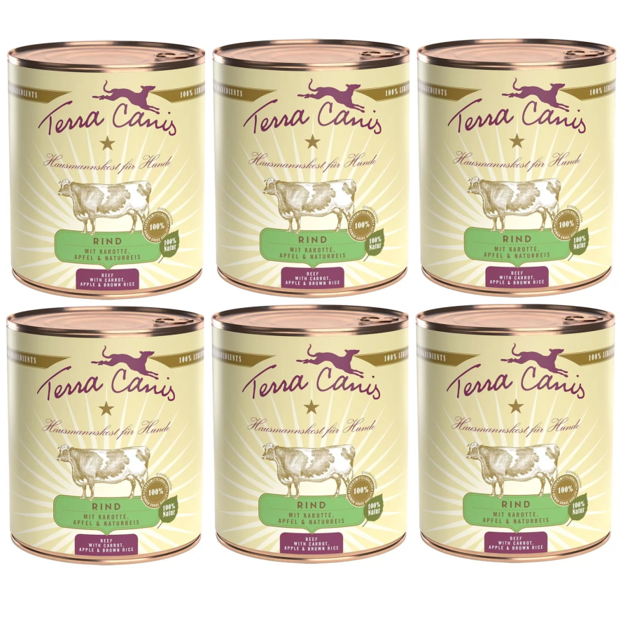 TERRA CANIS Classic Bœuf avec Carota, pommes et riz integrale 6 x 800 g.