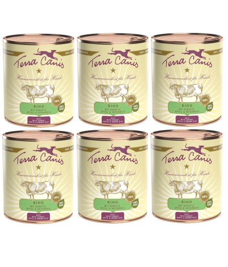 TERRA CANIS Classic Manzo con Carota, mele e riso integrale 6 x 800 gr. -