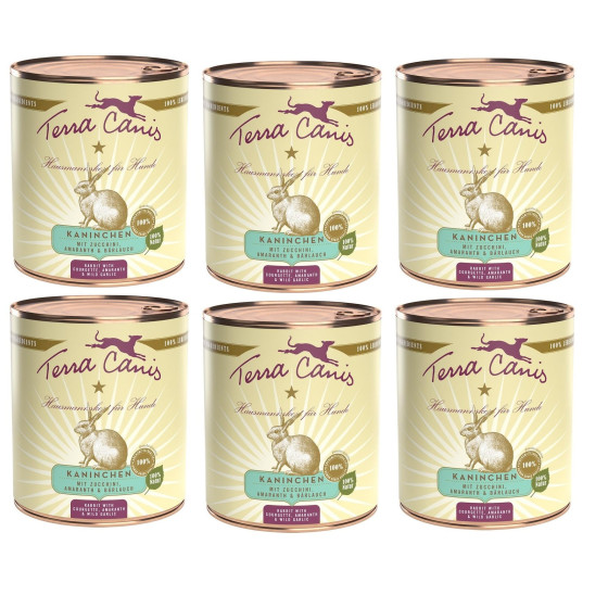 TERRA CANIS Classic Coniglio con Zucchine, amaranto e aglio orsino 6 x 800 gr. - 