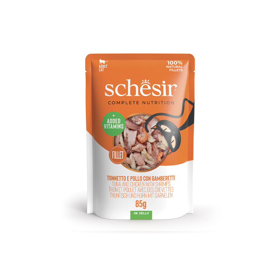 SCHESIR Hühner- und Garnelenfilets in Gelee 85 gr.