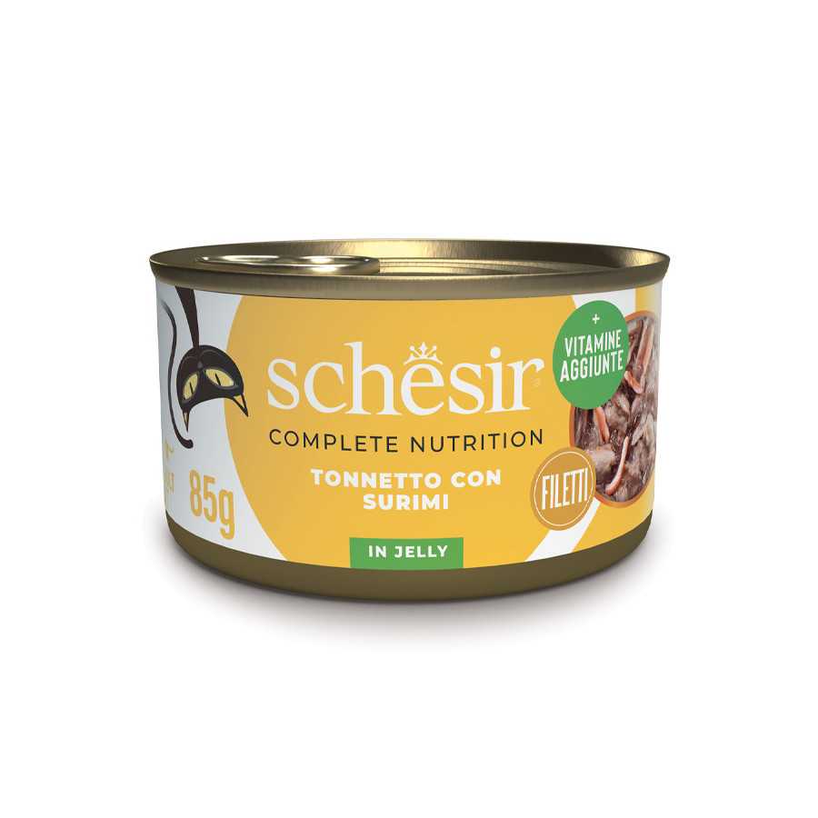 SCHESIR Tonnetto avec Surimi en gelée 85 g. SCHESIR Tonnetto avec Surimi en gelée 85 g.