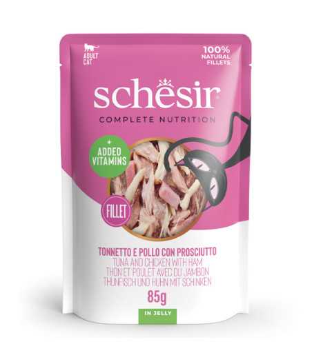 SCHESIR Filets de thon Poulet et Jambon en gelée 85 g.