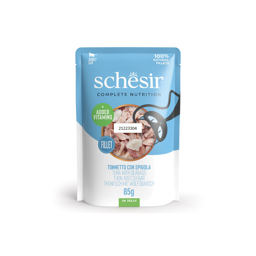 SCHESIR Thunfisch- und Wolfsbarschfilets in Gelee 85 gr.