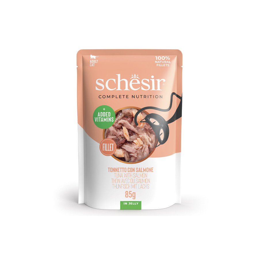 SCHESIR Thunfisch- und Lachsfilets in Gelee 85 gr.