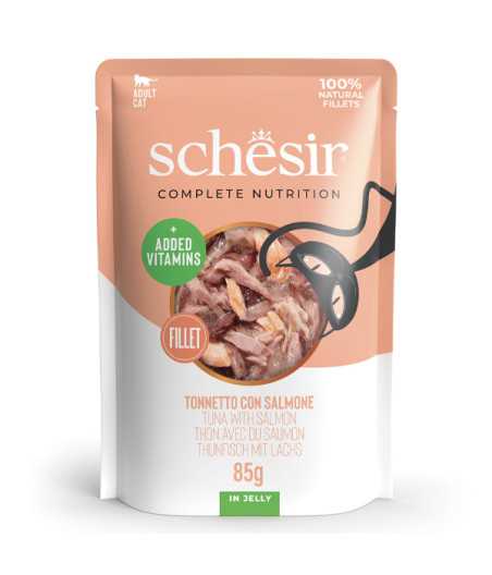 SCHESIR Filets de thon et Saumon en gelée 85 g.