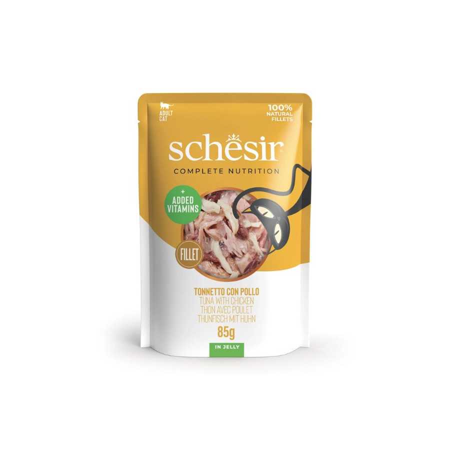 SCHESIR Filets de thon et Poulet en gelée 85 g.