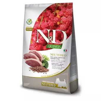 Farmina N&D Mini Quinoa kastrierte Ente Brokkoli Spargel 2,5 kg -