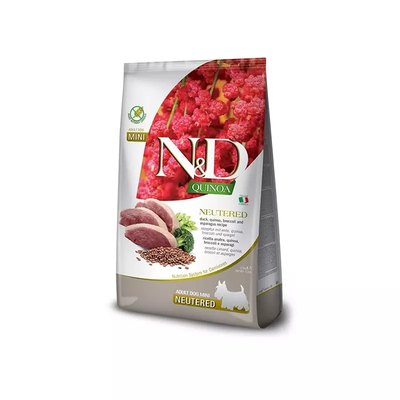 Farmina N&D Mini Quinoa, kastrierte Ente, Brokkoli, Spargel, 2,5 kg