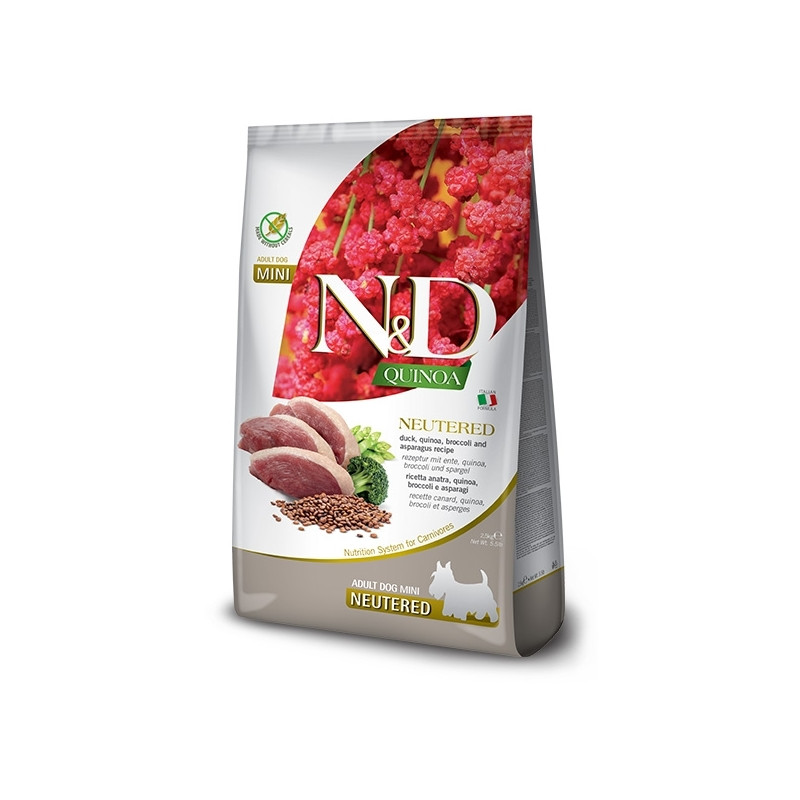 Farmina N&D Mini Quinoa Neutered Anatra Broccoli Asparagi 2,5 kg