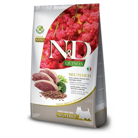Farmina N&D Mini Quinoa Neutered Anatra Broccoli Asparagi 2,5 kg - 