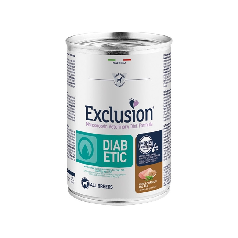 Exclusion Diabetic Adult Monoprotéique Porc et sorgo 400 Gr. Exclusion Diabetic Adult Monoprotéique Porc et sorgo 400 Gr.