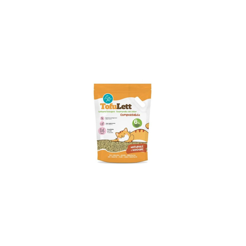 Leopet Tofulett Lettiera al Tofu per Gatti Agglomerante Naturale Inodore 6 Lt.