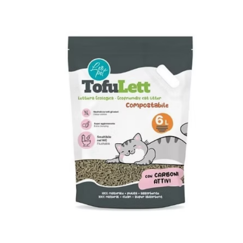 Leopet Tofulett Lettiera al Tofu per Gatti Agglomerante in Pellet Carboni Attivi - 