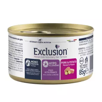 Exclusion Diet Hypoallergenes Schweinefleisch und Kartoffeln für Katzen 85 Gr. Dürfen -