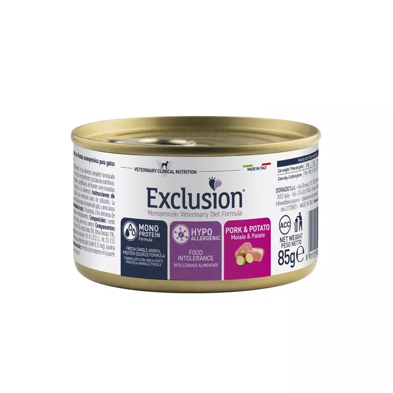 Exclusion Diet Cat Hypoallergenic Pork and Potatoes 85 Gr. Can