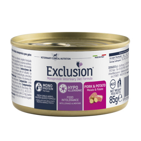 Exclusion Diet Cat Hypoallergenic Maiale e Patate 85 Gr. Lattina - 