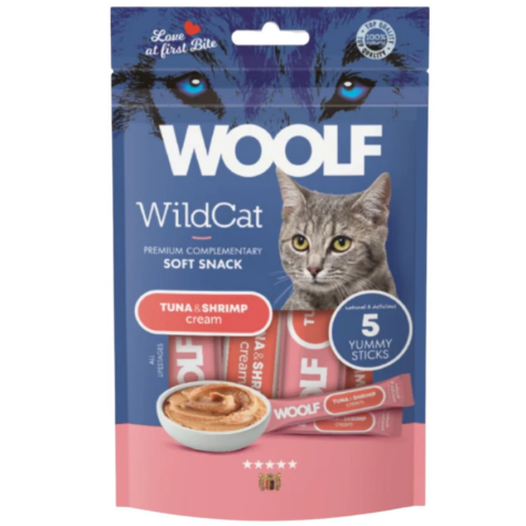 WOOLF Snack Gatto Soft Cream Tonno e Gamberetti 70 gr - 