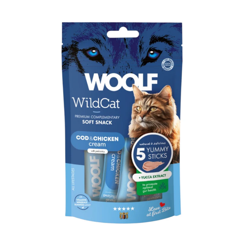 WOOLF Snack Chat Soft Cream Cabillaud et Poulet 70gr WOOLF Snack Chat Soft Cream Cabillaud et Poulet 70gr