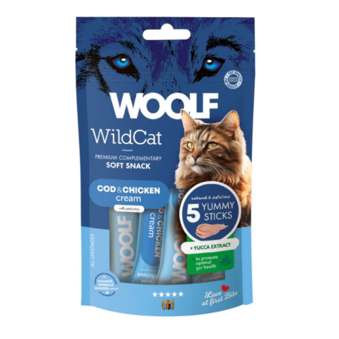 WOOLF Snack Gatto Soft Cream Merluzzo e Pollo 70gr - 