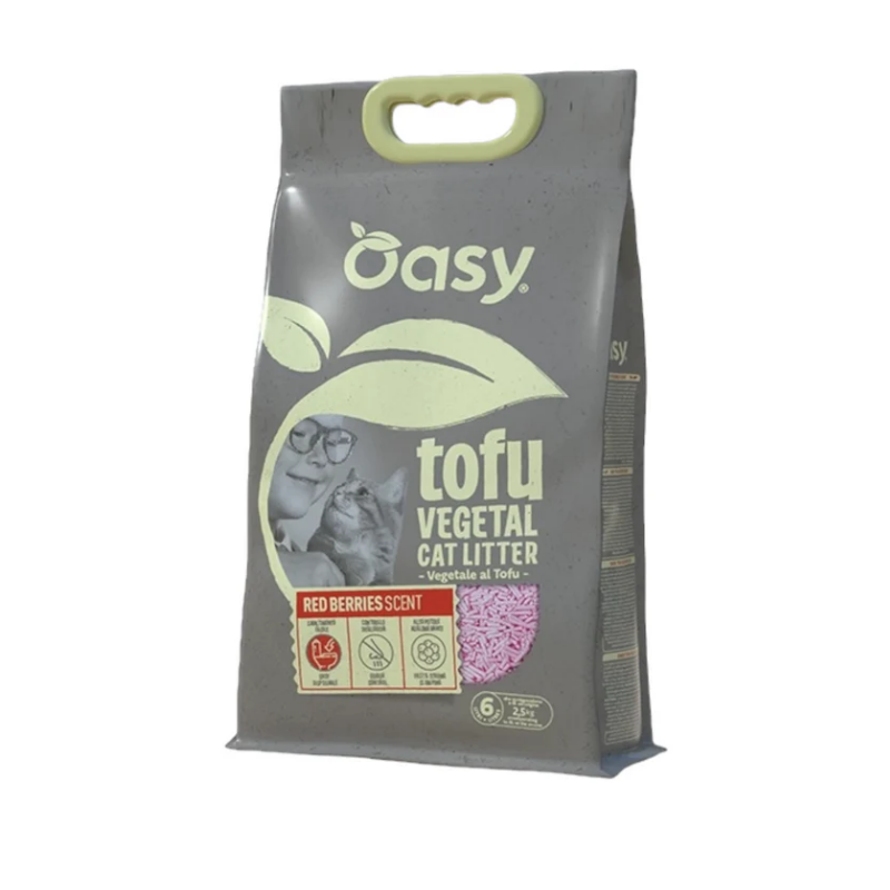 OASY Litière Vegetale Chat Tofu Red Berries 6L